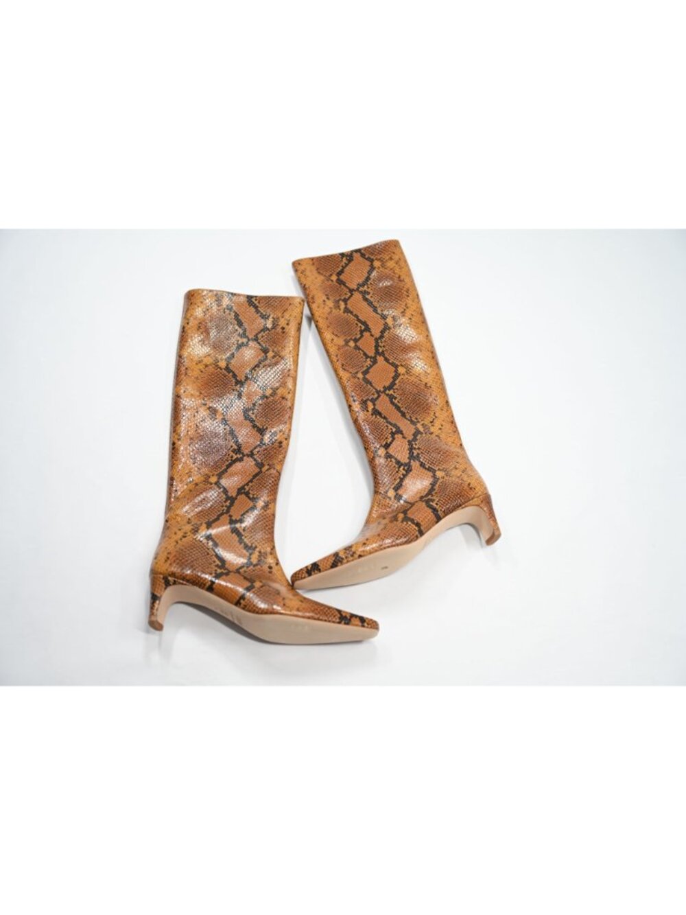 STAUD Wally Snake-Embossed Leather Knee High Boots in Snake - Picture 6 of 8